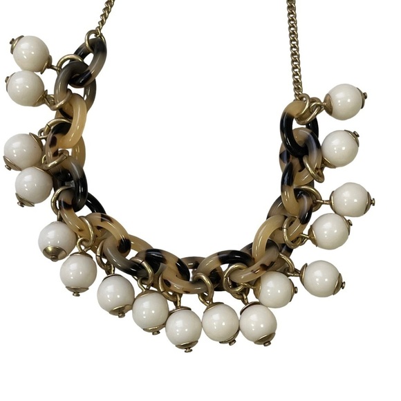 J Crew Beaded Necklaces Tortoiseshell Black Gold Ivory - Picture 4 of 7